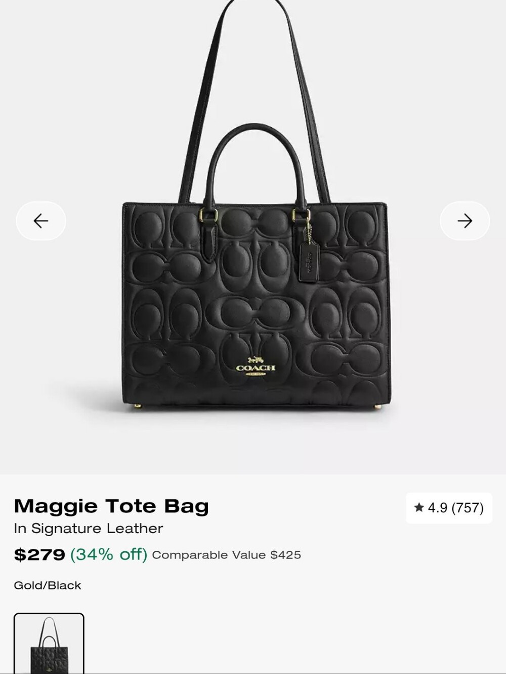 Coach Maggie (Large) Quilted Signature Tote (CY672) EUC - Picture 13 of 13